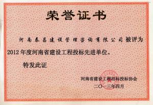 2012年省先進(jìn)監(jiān)理企業(yè)