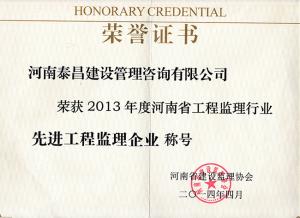 2013年省先進(jìn)監(jiān)理企業(yè)